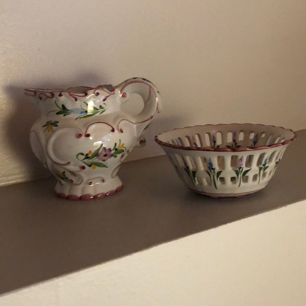 Hand Painted Portugal Ceramic Bowl and Pitcher
